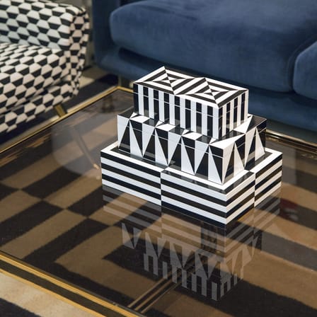 Boîte Op Art Large bois blanc noir / Laque - 30 x 20 cm - Jonathan Adler