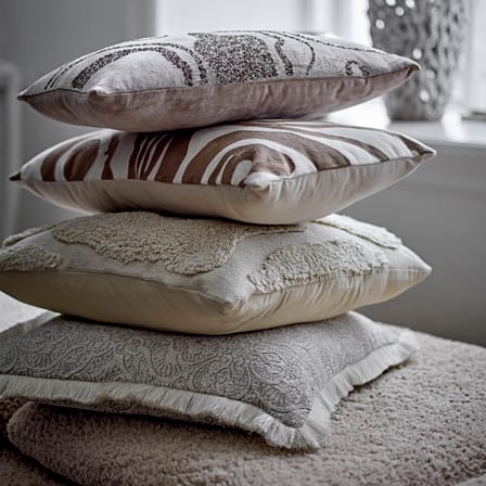 Coussin Cabrie tissu blanc / Brodé - 50 x 50 cm - Bloomingville