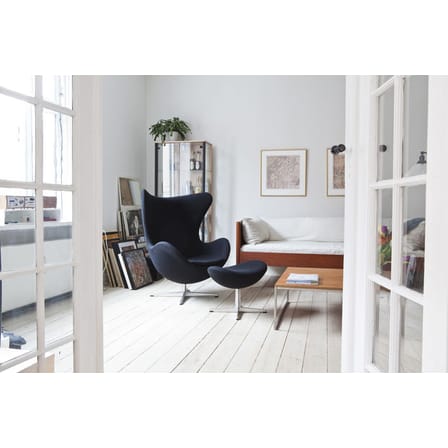 Repose-pieds Egg métal cuir marron - Fritz Hansen