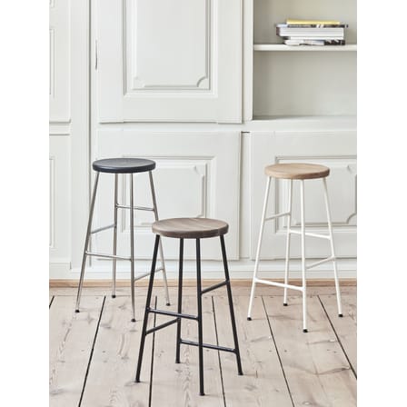Tabouret de bar Cornet métal blanc bois naturel / H 75 cm - Hay
