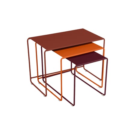 Tavolini estraibili Oulala metallo rosso / Set di 3 - 55 x 30 x H 40 cm - Fermob