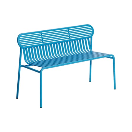Banc avec dossier Week-end métal bleu / Aluminium - L 121 cm - Petite Friture