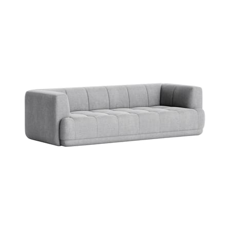 Canapé droit Quilton tissu gris / 3 places - L 248 cm / Matelassé - Hay