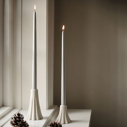 Heli Candle stick ceramic white / Ø 8 x H 14 cm - BROSTE COPENHAGEN