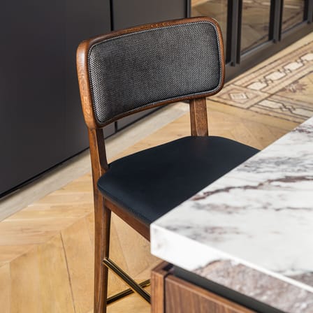 Chaise de bar rembourrée Tapissier tissu gris / H 65 cm - RED Edition