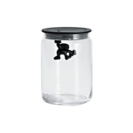 Contenitore ermetico Gianni a little man holding on tight vetro materiale plastico nero Ermetico - 90 cl - Alessi