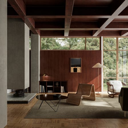 Fauteuil bas P3 / Rotin tressé main - Réédition 1964 - Gubi