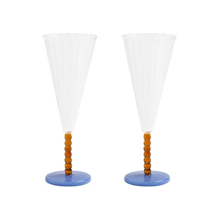 Flûte à champagne Perle verre multicolore / Set de 2 - 18 cl - & klevering