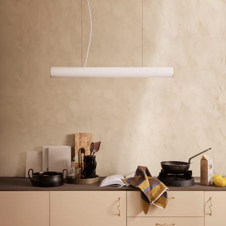 Vuelta LED Pendant glass white Large / L 100 cm - Ribbed Glass - Ferm Living