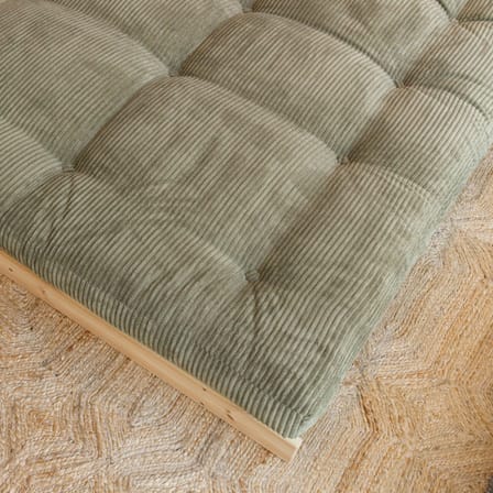 Schlafcouch Roots holz grün / L 140 cm – 3 Positionen / Struktur aus heller Kiefer - KARUP