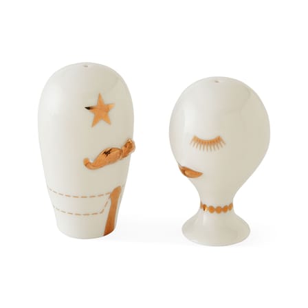 Salz- und Pfeffer-Set Mr & Mrs Muse keramik weiß - Jonathan Adler