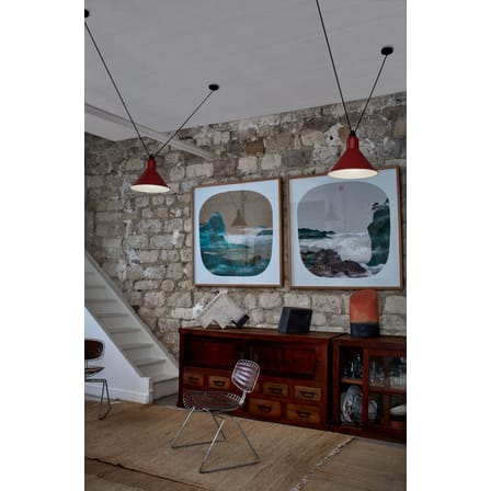 Suspension Acrobate N°326 verre blanc / Lampe Gras - 6 abat-jours Ø 25 cm - DCW éditions