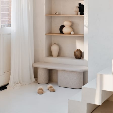 Banc rembourré Rull tissu beige / 130 cm - NOO.MA