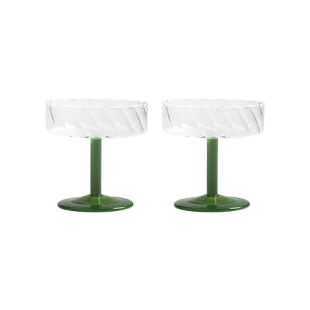 Twirl Champagne cup glass green / Set of 2 - & klevering