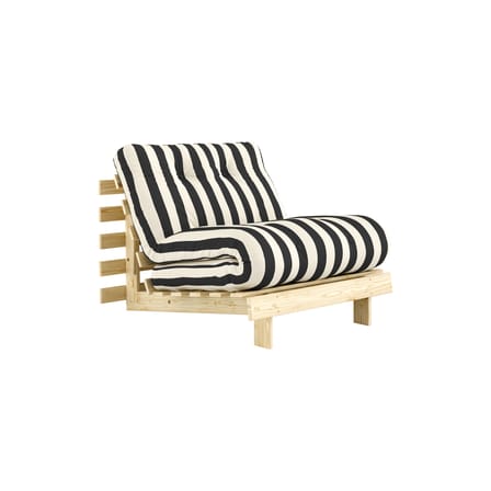 Fauteuil convertible Roots tissu noir / Dormeuse & lit d'appoint - 3 positions / Structure pin clair - KARUP