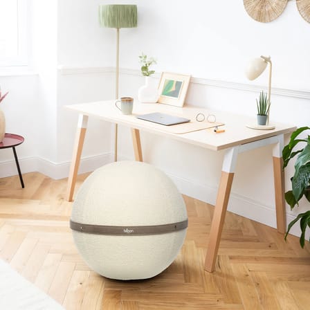 Pouf Bouclette XL blanc / Ergonomique - Ø 65 cm / Laine bouclette - BLOON PARIS