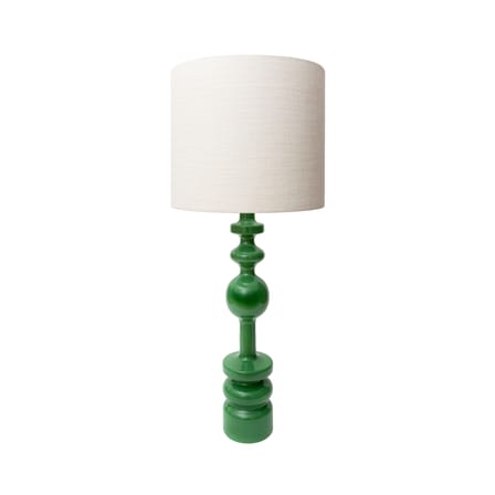 Lampe de table Pamela tissu bois vert / Ø 35 x H 87 cm / Seconde vie - POPUS EDITIONS