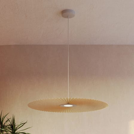 Suspension Carmen Medium tissu beige / LED - Ø 90 cm - Hartô