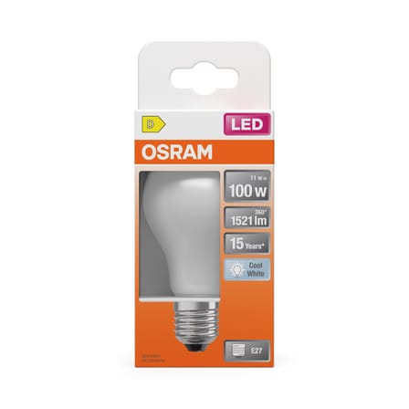 Lampadina LED E27 Classique A60 vetro bianco Smerigliato / 11W (= 100W) - Bianco freddo - Osram