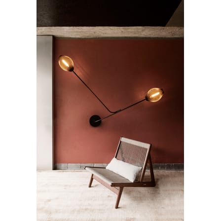 Fauteuil lounge MR01 Initial tissu beige bois naturel / Noyer & corde - Gubi