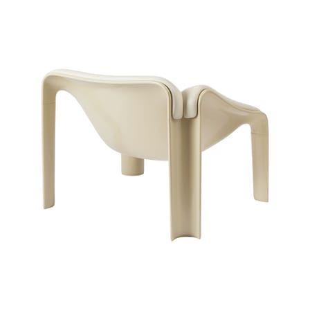Fauteuil rembourré F300 cuir blanc / Pierre Paulin, réédition 1965 - Gubi