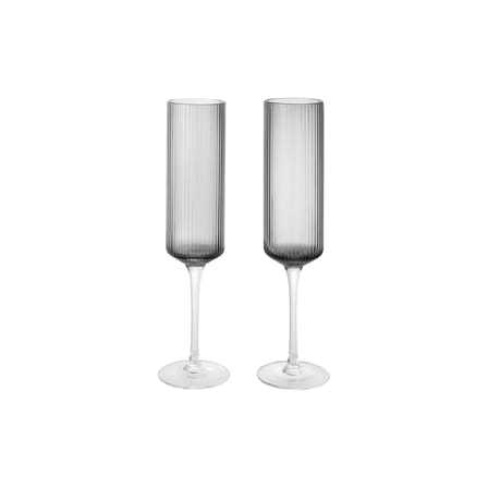 Flûte da champagne Ripple vetro grigio / Set di 2 - Ferm Living