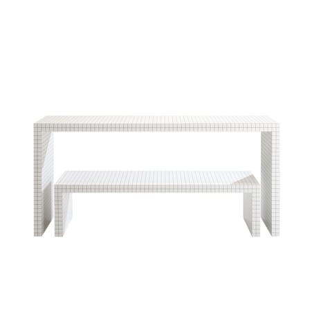 Quaderna Low console plastic material white / L 150 x H 39 cm - Superstudio, 1972 - Zanotta