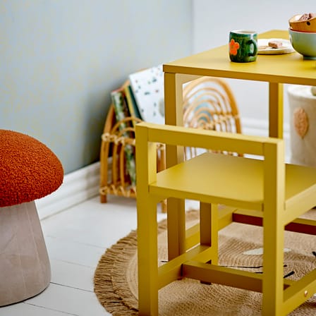 Pouf enfant Bertil tissu orange / Ø 37 x H 35 cm - Bloomingville