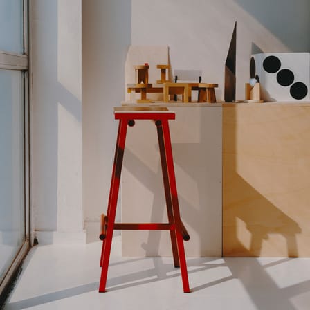 Tabouret haut Taburete 8 métal rouge / H 75 cm - Hay