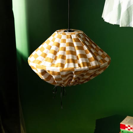 Abat-jour Yumi tissu jaune / Ø 50 x H 30 cm - Lin - NOBODINOZ