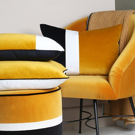 Coussin Sicilia tissu jaune / Velours - 40 x 55 cm - Maison Sarah Lavoine