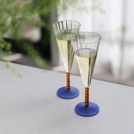 Flûte à champagne Perle verre multicolore / Set de 2 - 18 cl - & klevering