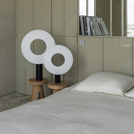 Lampe de table Iris tissu blanc / LED - Ø 40 cm - Dix Heures Dix