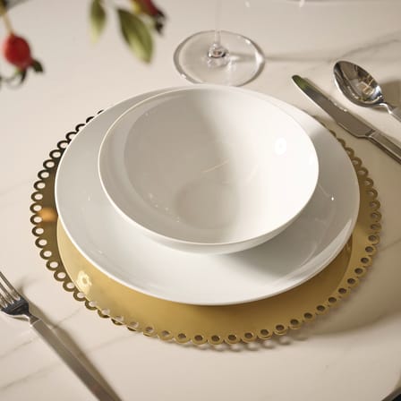 Plateau Edges métal or / Ø 32,5 cm - Alessi