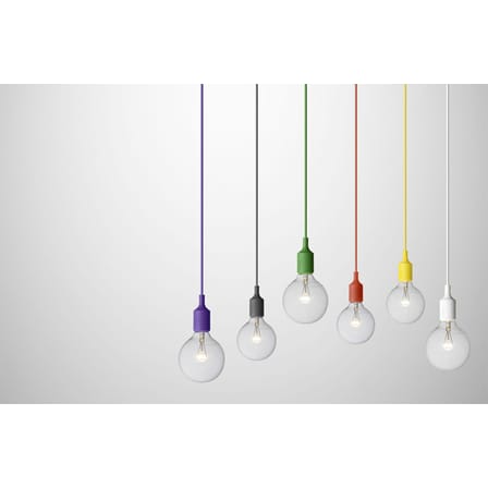 Suspension E27 plastique beige / Silicone - Ampoule incluse - Muuto