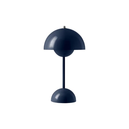 Lampe sans fil rechargeable Flowerpot VP9 métal bleu / Ø 16 x H 29 cm - Verner Panton, 1968 - &tradition