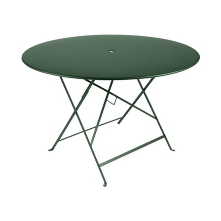 Table pliante Bistro métal vert / Ø 117 cm - 6/8 personnes - Trou parasol - Fermob