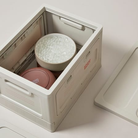 Boîte Box Medium plastique gris / 40 x 29 x H 23,7 cm - Empilable - STUDIO ABOUT