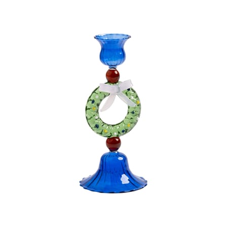 Bougeoir Merry verre bleu / H 17 cm - & klevering