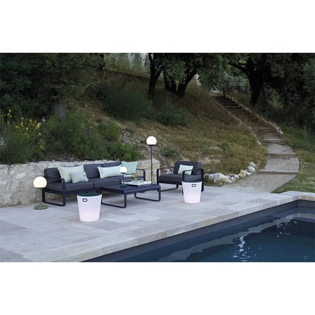 Canapé de jardin 3 places Bellevie métal tissu blanc violet / L 235 cm - Tissu blanc grisé - Fermob