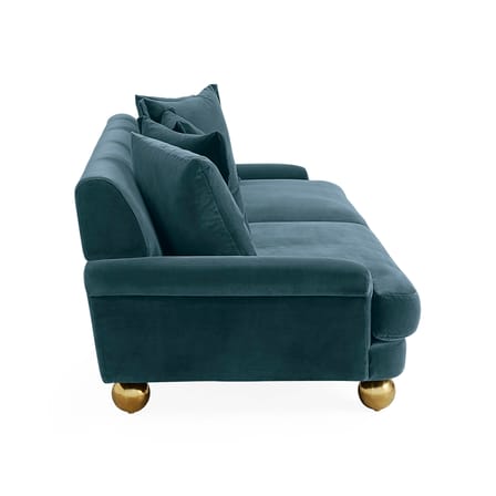 Canapé droit Greenwich bleu / L 220 cm - Velours - Jonathan Adler