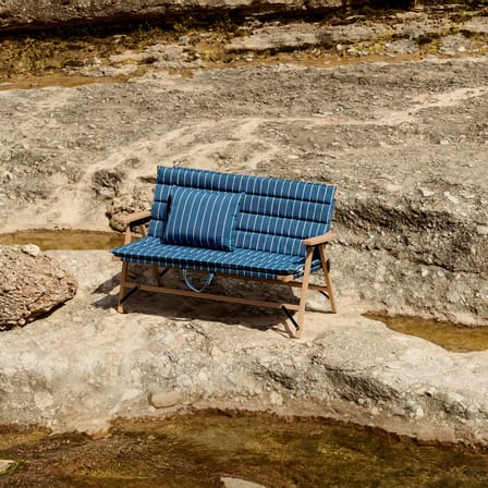 Canapé de jardin 2 places Outdoor Market tissu bleu / L 117 cm - Jasper Morrison - Hay