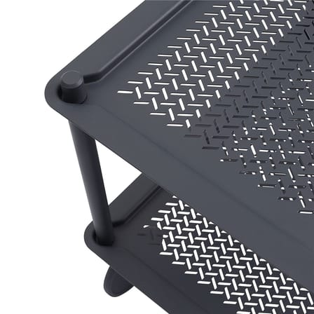 Desserte Flow métal bleu / 2 plateaux - Acier gaufré - Muuto