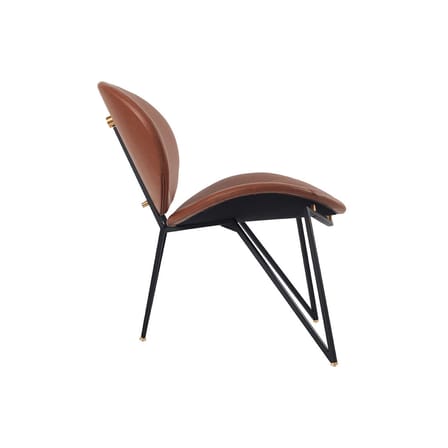 Fauteuil rembourré Semper cuir marron beige - AYTM