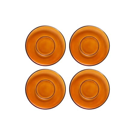 Piattino sottotazza  vetro arancione Tazzina da caffè anni '70 in vetro / Set di 4 pezzi - HK LIVING