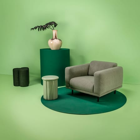 Pouf Clover tissu vert / Tissu bouclette - POLSPOTTEN