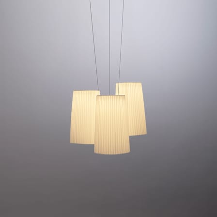 Suspension Fiesta LED tissu blanc / 3 abat-jours - Ø 63 cm - Dix Heures Dix