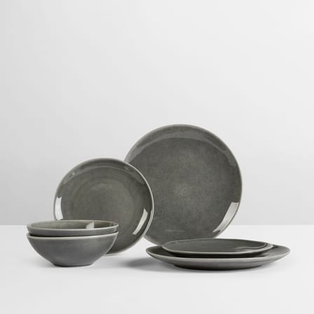 Nordic Rain Tableware set ceramic grey / 2 people - 6 rooms - BROSTE COPENHAGEN