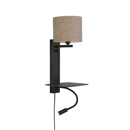 Applique avec prise Florence métal beige / Liseuse LED, étagère & port USB - It's about Romi