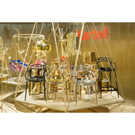 Chaise de bar Masters plastique titane / H 65 cm - Métallisée - Kartell